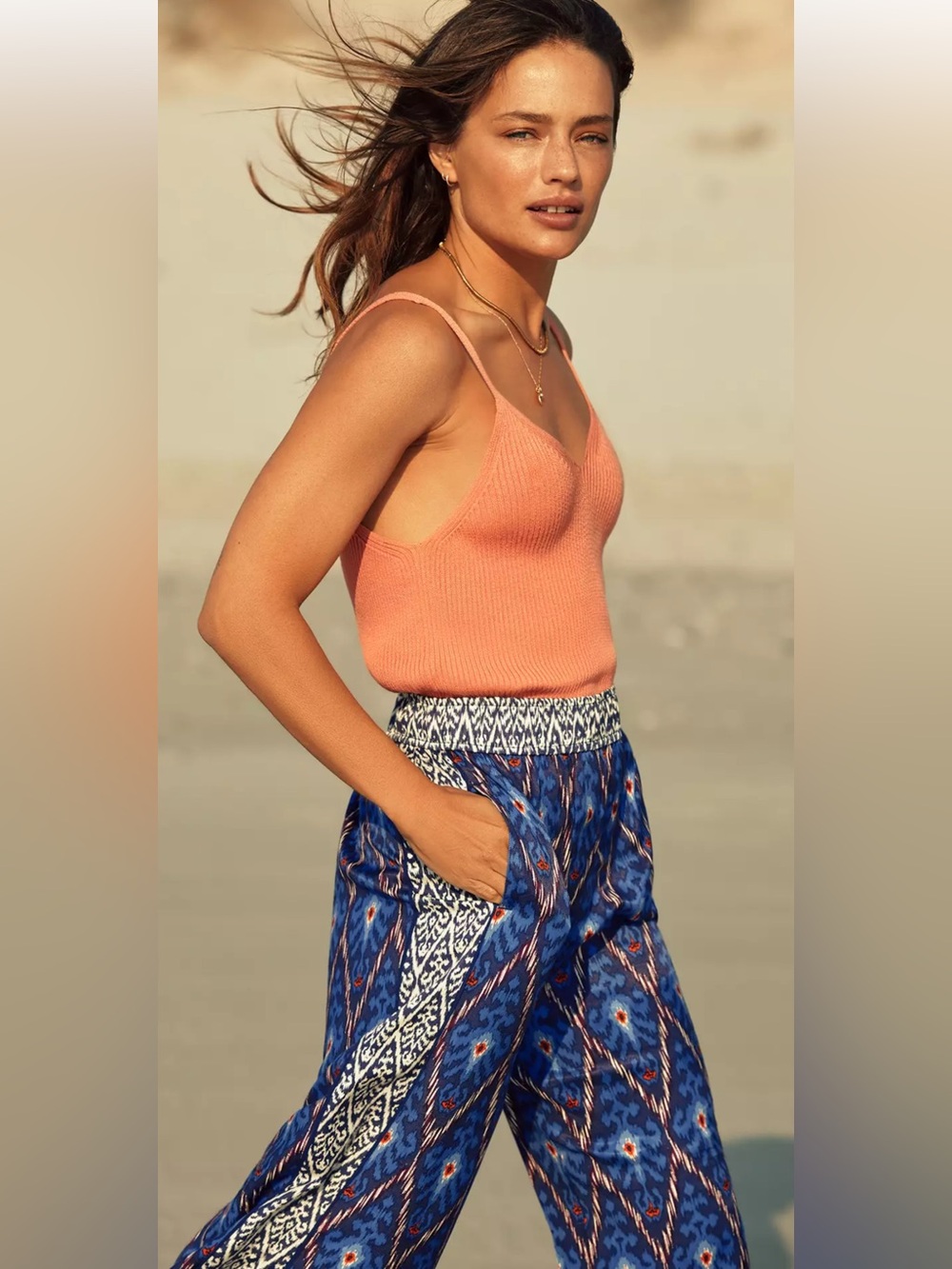 Anthropologie Vale Blue Patterned Wide-Leg Printed Pants - Picture 5 of 8